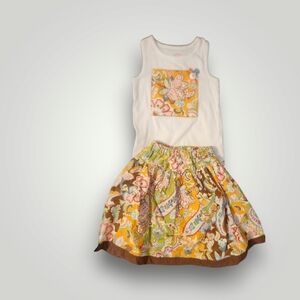 Girls paisley floral ruffled skirt and tank top set size 5t